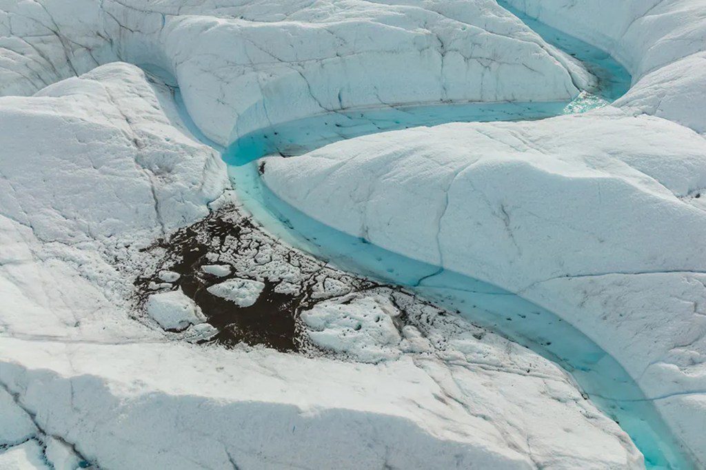 A river flowing through a glacier