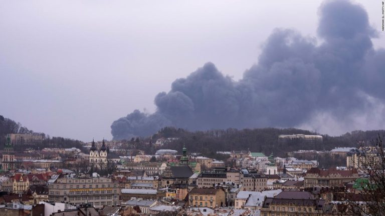 Lviv, the city in western Ukraine so far spared from the Russian attack, was rocked by powerful explosions

