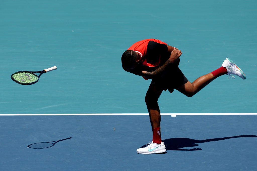 Kyrgios throws his racket in disgust