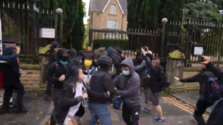 A Hong Kong protester stormed the grounds of the Chinese Consulate in Manchester and was beaten

