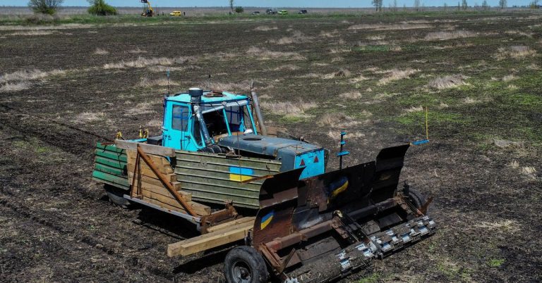 Ukrainian farmer devises a new way to remove mines from his fields

