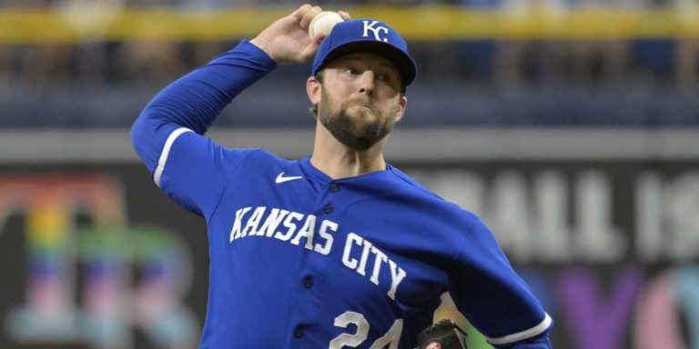 Jordan Lyles earned his first win for the Royals in a win over the Rays

