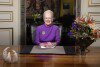 Queen Margrethe II delivers her New Year's speech and announces her abdication of Christian IX's palace, Amalienborg Castle, in Copenhagen, Sunday, December 31, 2023. (Keld Navntoft/Ritzau Scanpix via AP)